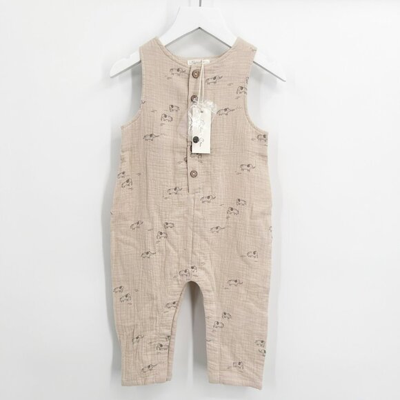 Rylee + Cru Size 3-6M Cotton Button Jumpsuit in Elephant Print